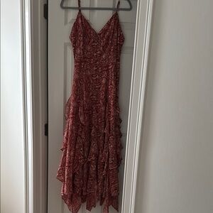 Elegant Red Paisley Dress
